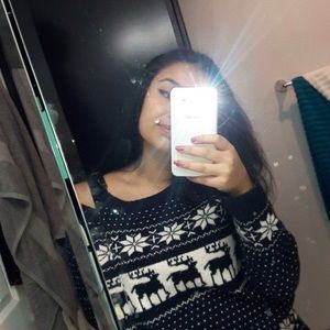 Cute dark blue ugly Christmas sweater!